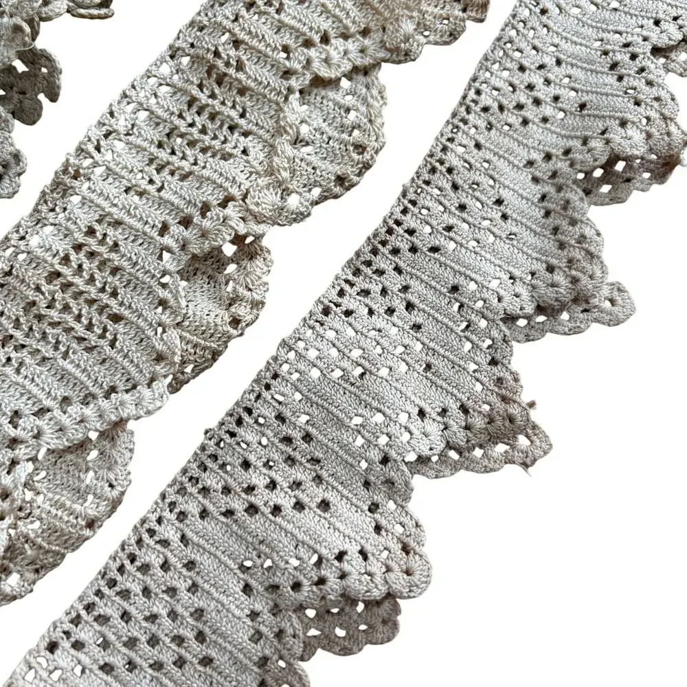 Vintage hand made crochet lace crafting sewing notions lot of 5 pcs ecru cream